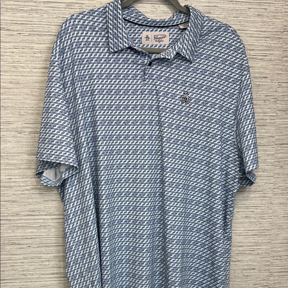 Original Penguin Light Blue Geometric Print Polo